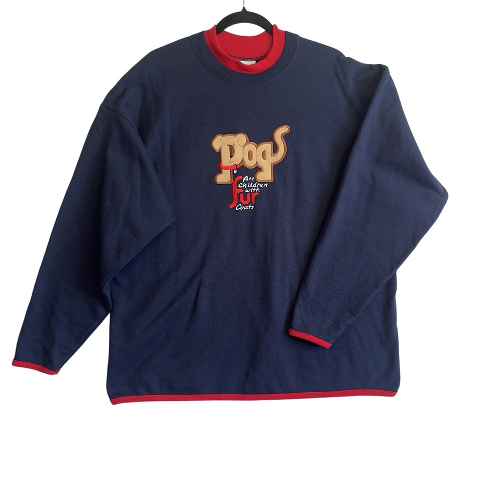 Vintage 90s MC Sportswear Sweatshirt Dogs Are Children With Fur Coats XL